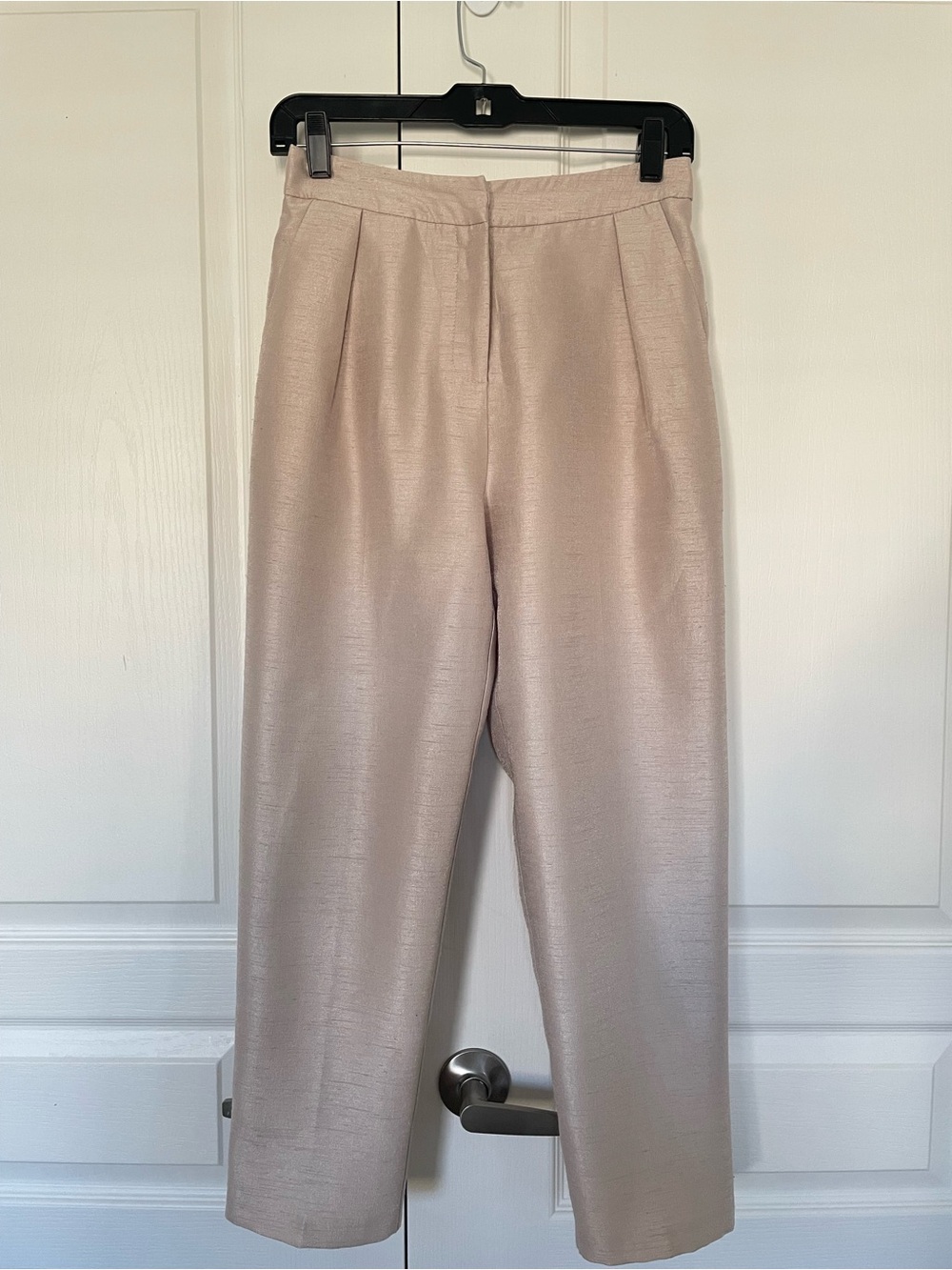 Topshop champagne shimmer high-waist tapered trousers, UK 8 / US 4